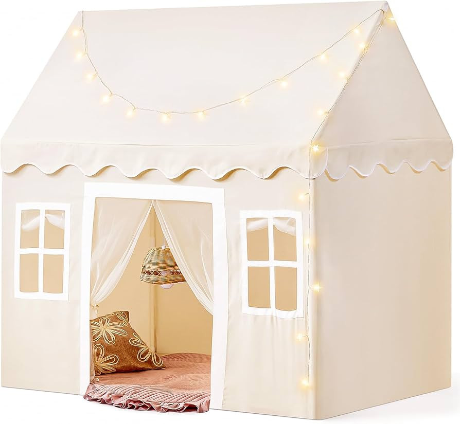 Tiny Land Play Tent with Padded Mat & LED Lights, Kids Tent, Playhouse for Kids, Indoor Bed Tent ... | Amazon (US)