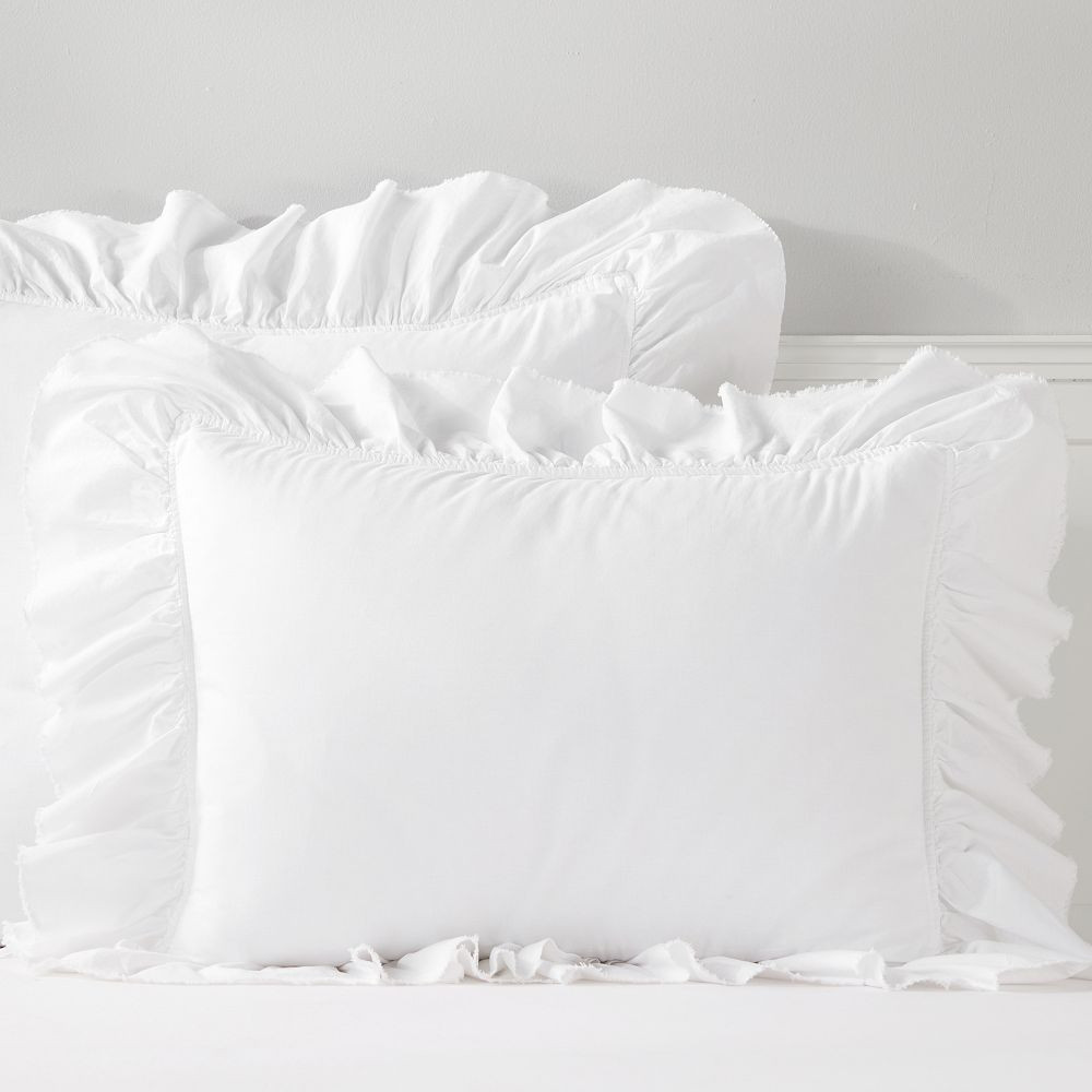 Washed Cotton Ruffle Organic Standard Sham | Pottery Barn Teen