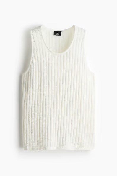 H & M - Regular Fit Rib Knit Tank - White | H&M (AU)