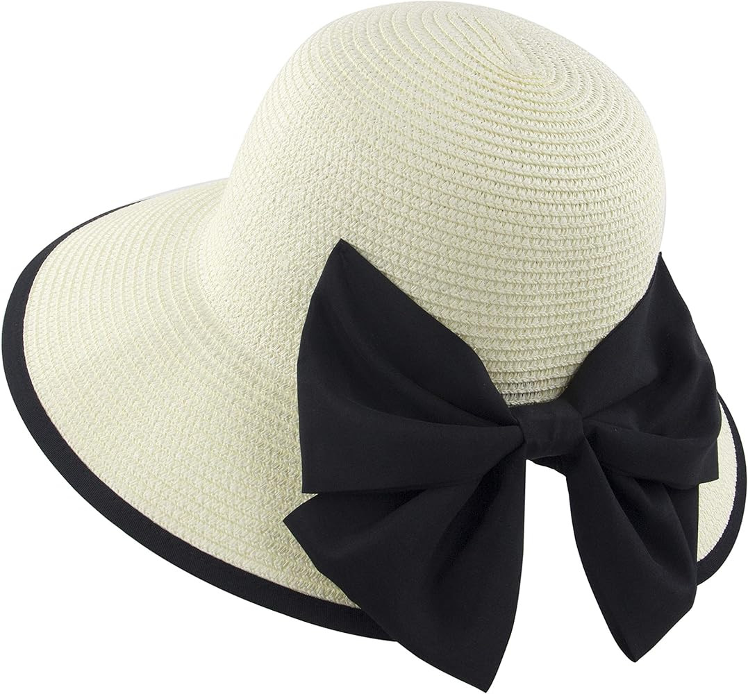 Women Straw Hats Wide Brim Foldable Packable Roll up Cap Summer UV Protection Beach Sun Hat UPF50... | Amazon (US)