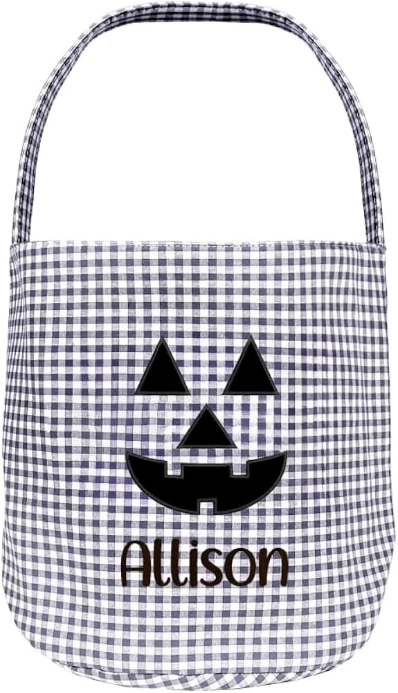 Morxy Personalized Jack-o-Lantern Halloween Candy Basket with Embroidered Name - Custom Gingham P... | Amazon (US)