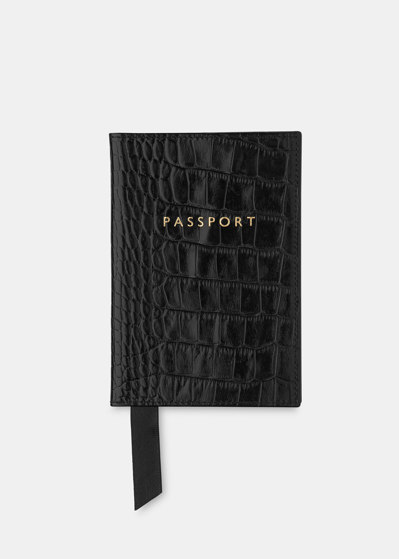 Black Shiny Croc Passport Holder | WHISTLES | Whistles UK | | Whistles