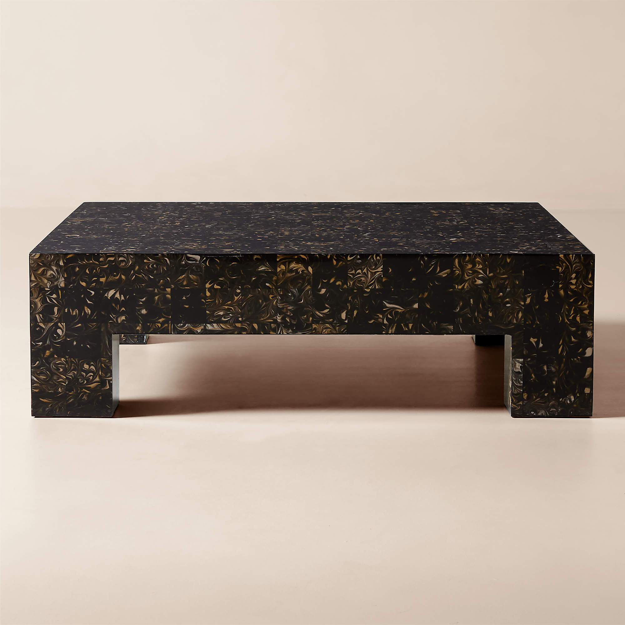 Scatola 48" Square Brown Tiled Resin Coffee Table + Reviews | CB2 | CB2