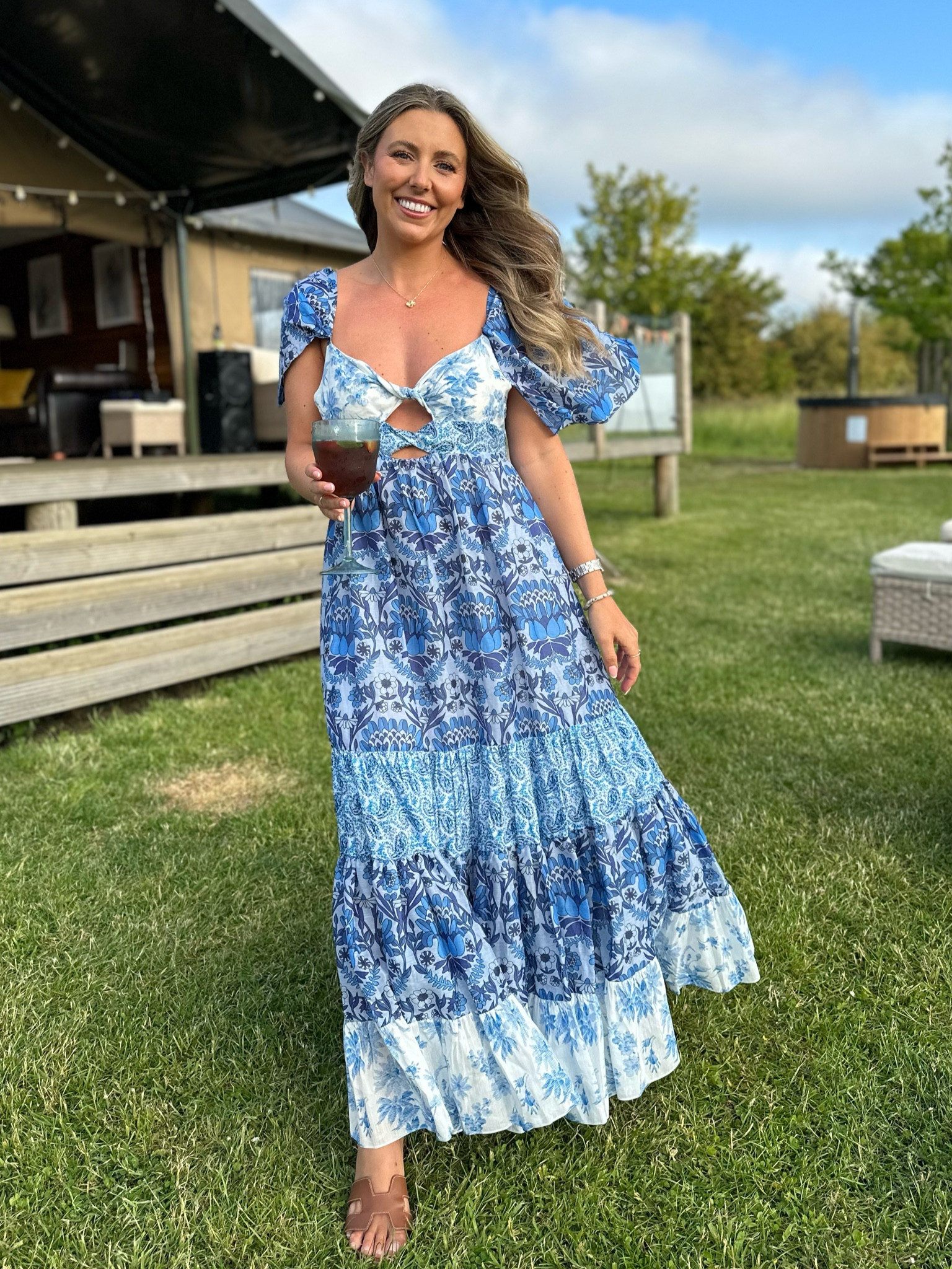 square neck linen maxi dress Carra