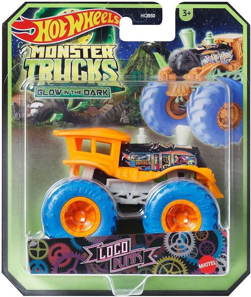 Hot Wheels Monster Trucks Glow in The Dark 1:64 Scale Trucks (Loco Punk) | Amazon (US)