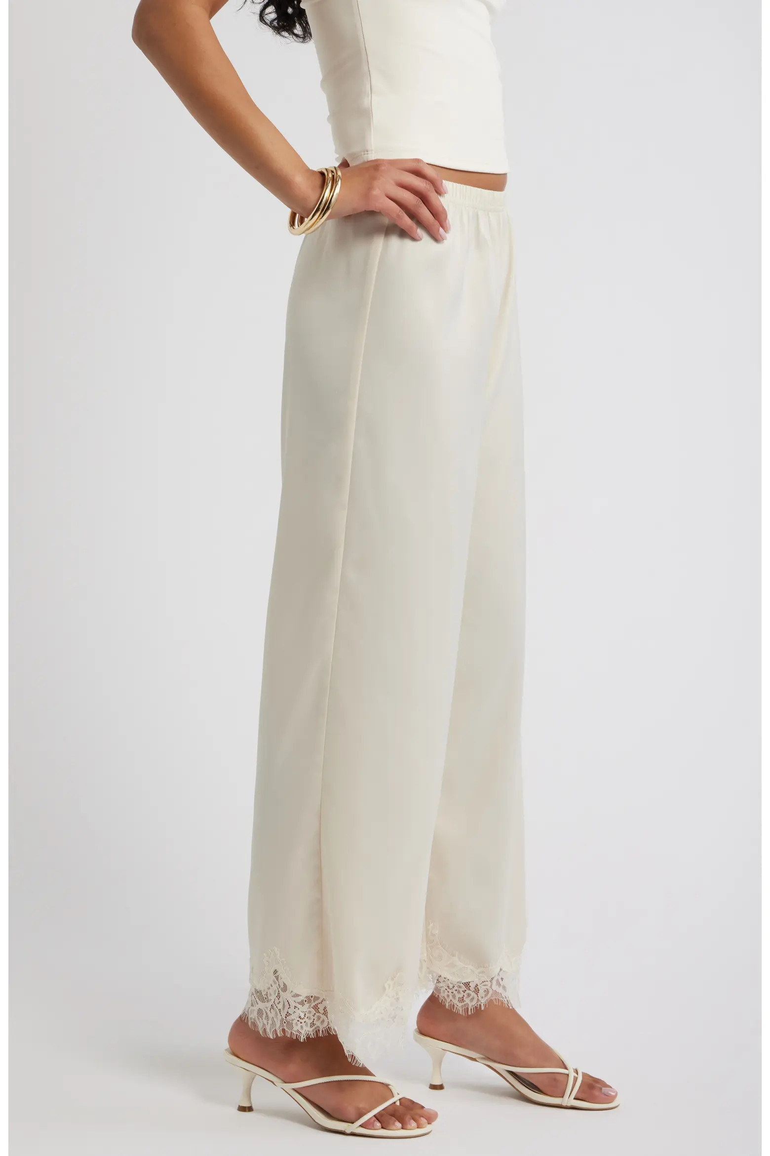 Lace Trim Satin Pants (Women) | Nordstrom | Nordstrom