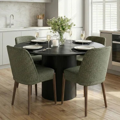 4 - Person Dining Table Sets With Round Table & 4 Upholstered Dining Chairs | Wayfair North America