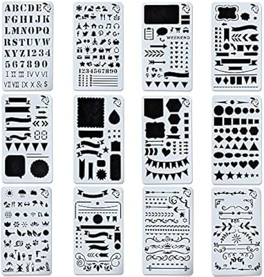 Journal Stencil Set for Bullet Planning Painting Drawing - 12 PCS Plastic Stencils for Taking Not... | Amazon (US)