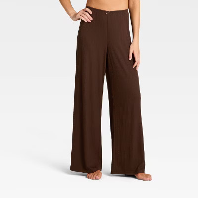 Women's Variegated Ribbed Pajama Pants - Auden™ Brown M | Target