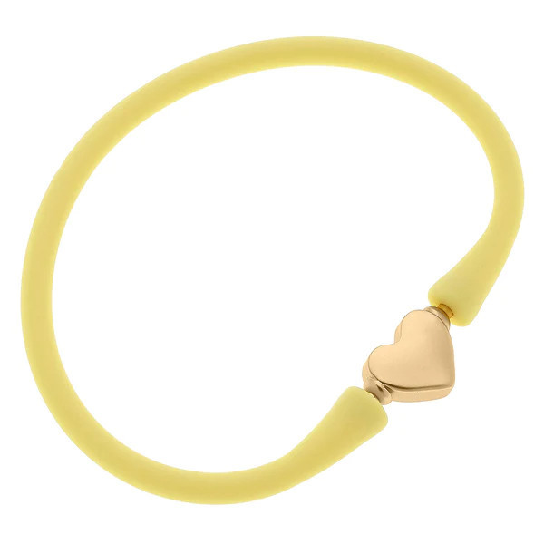 Bali Heart Bead Silicone Bracelet in Canary Yellow | CANVAS