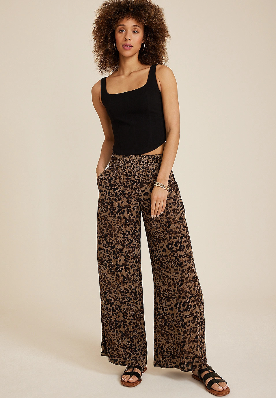 High Rise Printed Palazzo Pant | Maurices