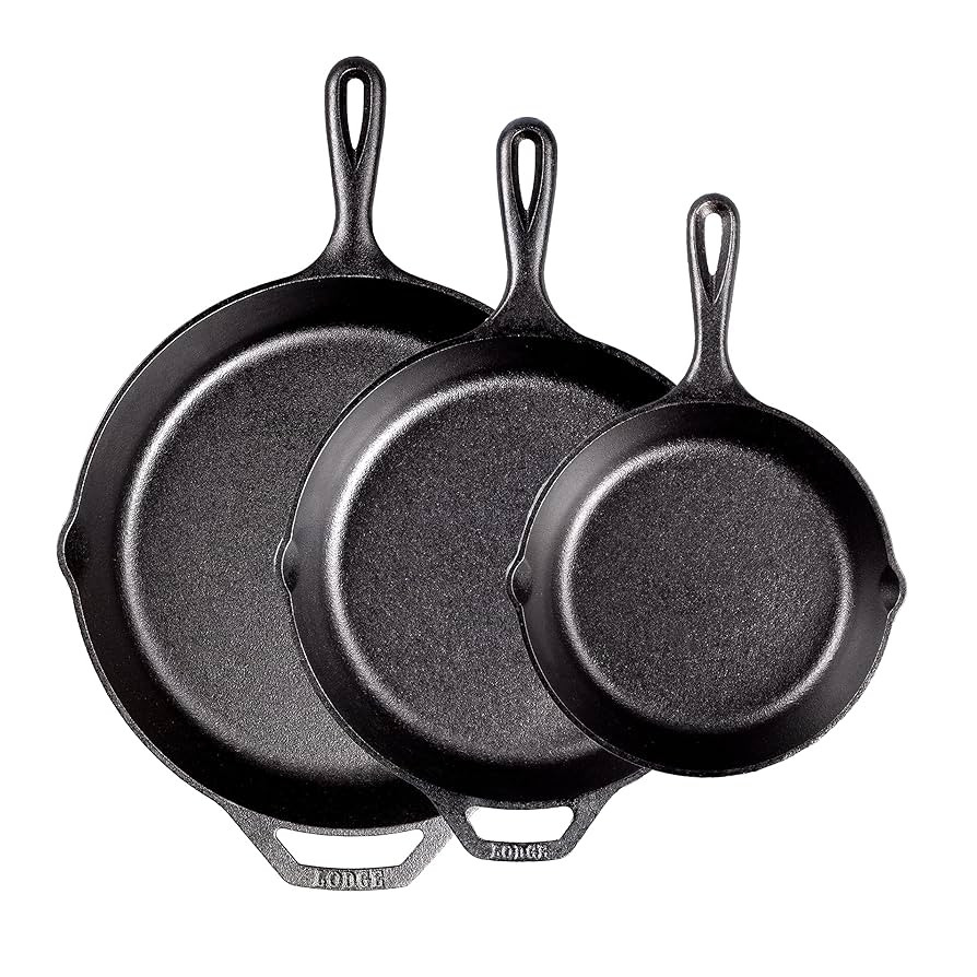 Lodge Pre-Seasoned Cast Iron Skillet Set - Set Includes 8 Inch Skillet, 10.25 Inch Skillet, and 1... | Amazon (US)