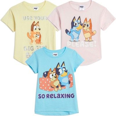 Bluey Mom Bingo Bluey Girls 3 Pack T-Shirts Toddler | Target