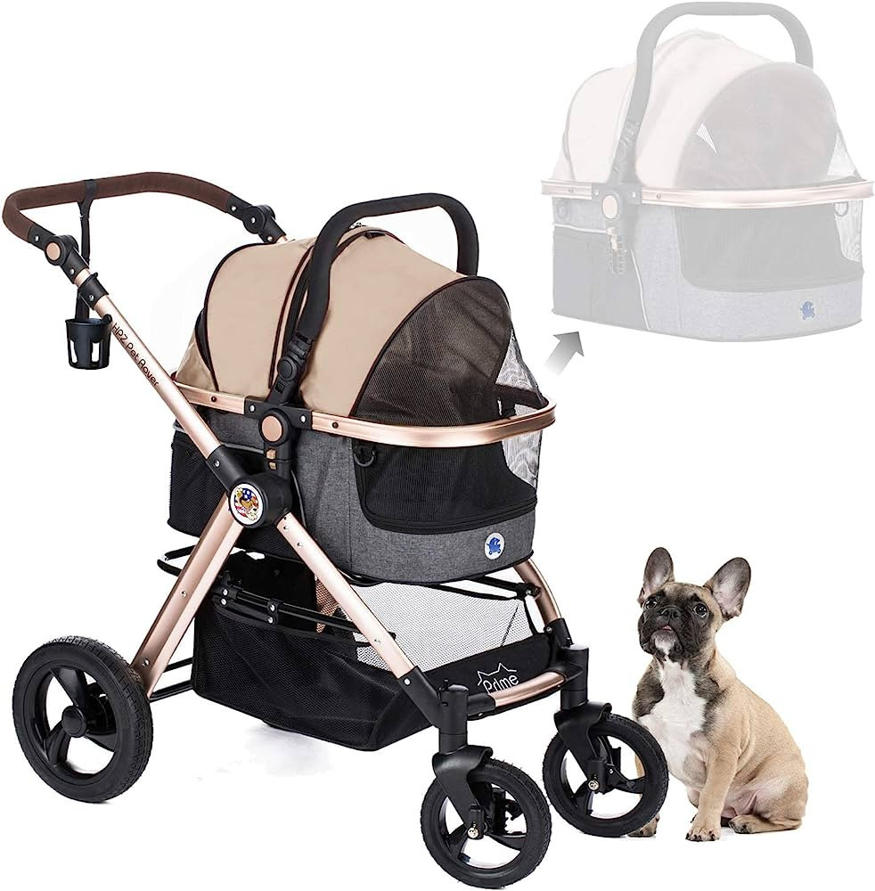 HPZ Pet Rover Prime 3-in-1 Luxury Dog/Cat/Pet Stroller (Travel Carrier +Car Seat +Stroller) with ... | Amazon (US)
