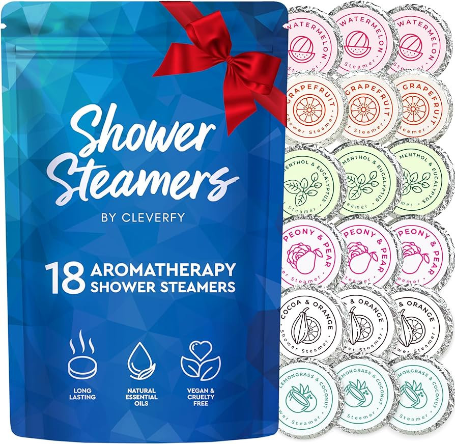 Cleverfy Shower Steamers Aromatherapy - 18 Pack of Shower Bombs with Essential Oils. Self Care Stocking Stuffers for Women and Teens and Christmas Gifts for Women. Blue Set | Amazon (US)