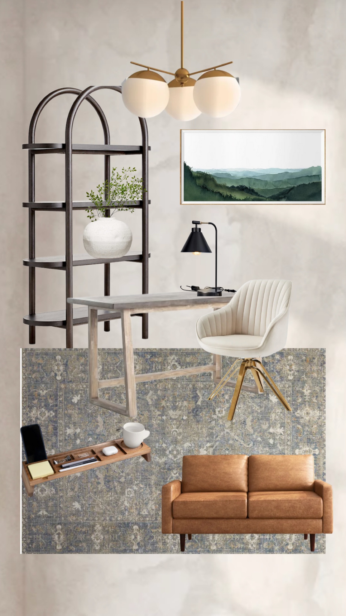 An earthy, organic modern home office space design board. 

#homeoffice #organichome #earthyhome #designboard #leathersofa #feminineoffice #workfromhome

#LTKhome #LTKstyletip #LTKSeasonal
