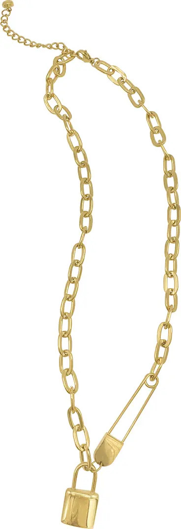 Safety Pin and Lock Chain Necklace | Nordstrom Rack