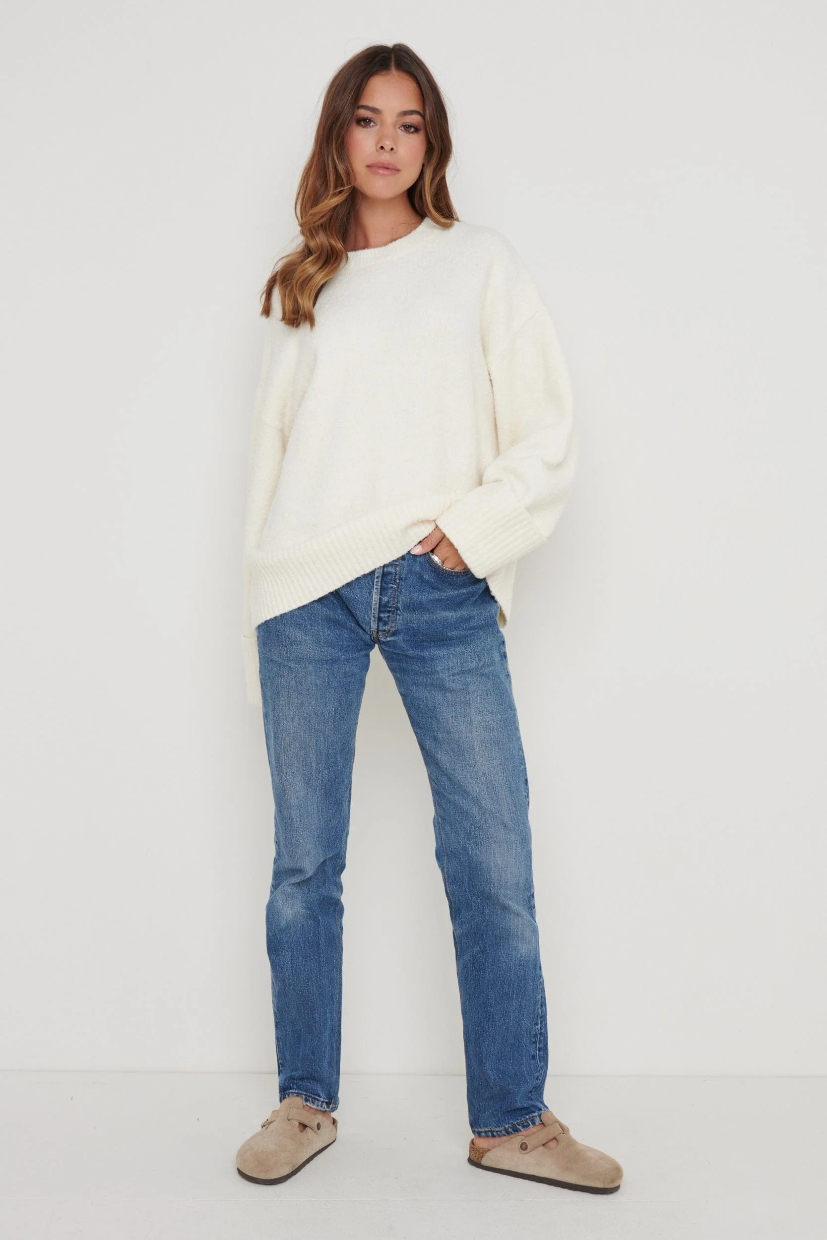 Camille Oversized Borg Jumper- Cream | Pretty Lavish (UK)