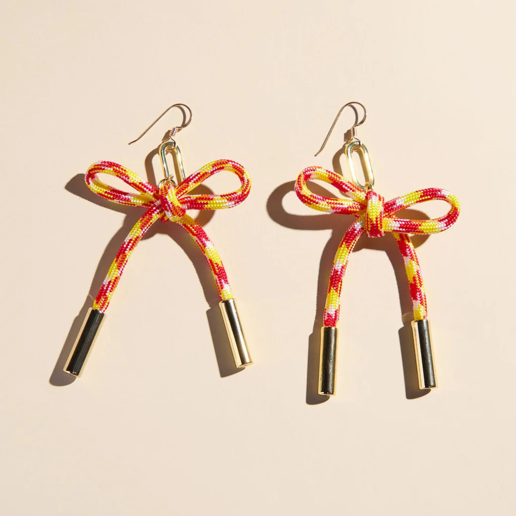 Red & Yellow Simone Cord Earring | Nickel and Suede