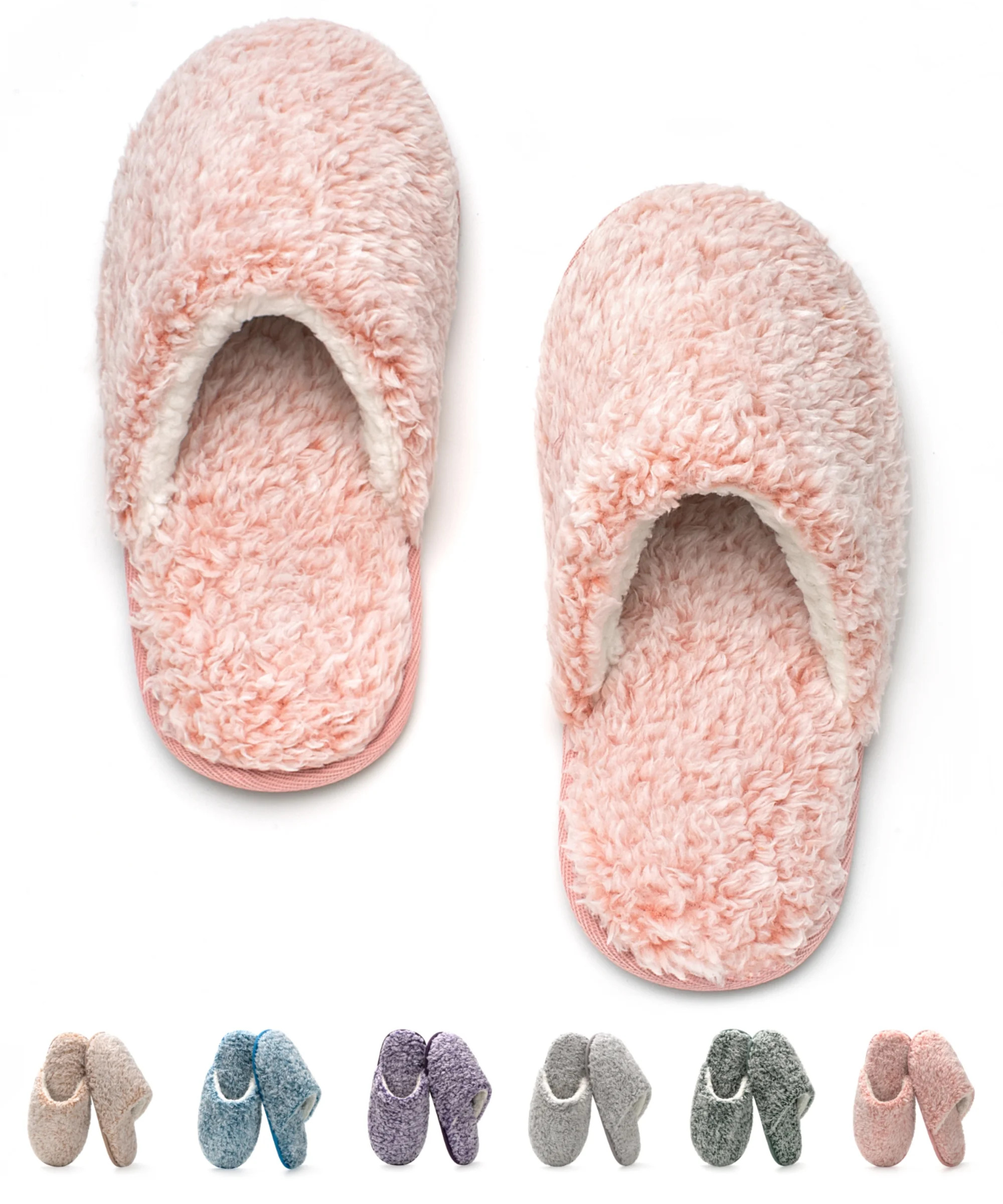 cosyone1997 Women's Fuzzy House Slippers Memory Foam Indoor/Outdoor Soles | Walmart (US)