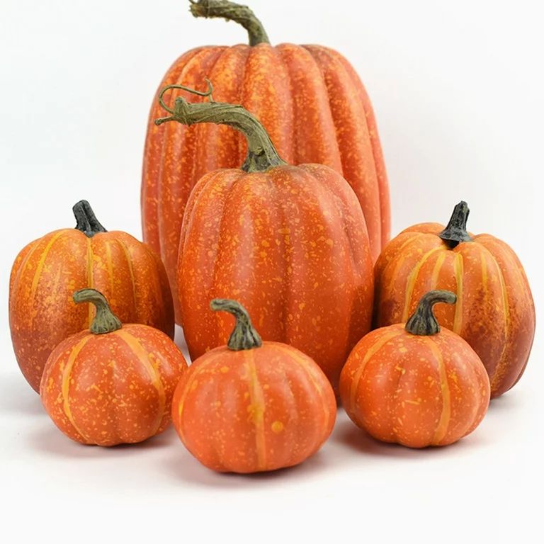 Liliz 7Pcs Halloween Simulation Artificial Pumpkin, Model Craft Fall Decoration Orange - Walmart.... | Walmart (US)