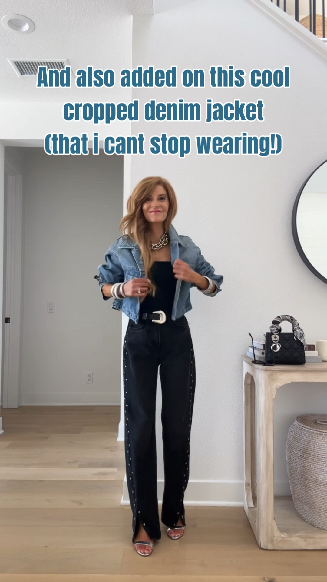 Wore these vibey black studded jeans with a simple tube over the weekend- added on my favorite cropped denim jacket to complete the look- love these pieces for early Fall! Xs in the jacket, sized down one in the jeans

#LTKFindsUnder100 #LTKShoeCrush #LTKCon