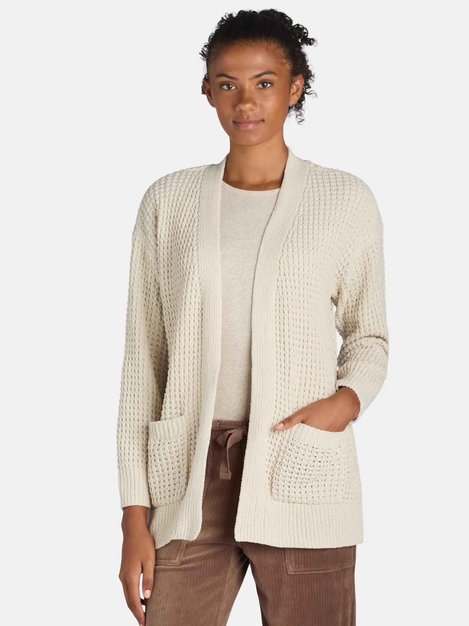 Time and Tru Women's Chenille Cardigan Sweater, Midweight, Sizes XS-XXXL | Walmart (US)