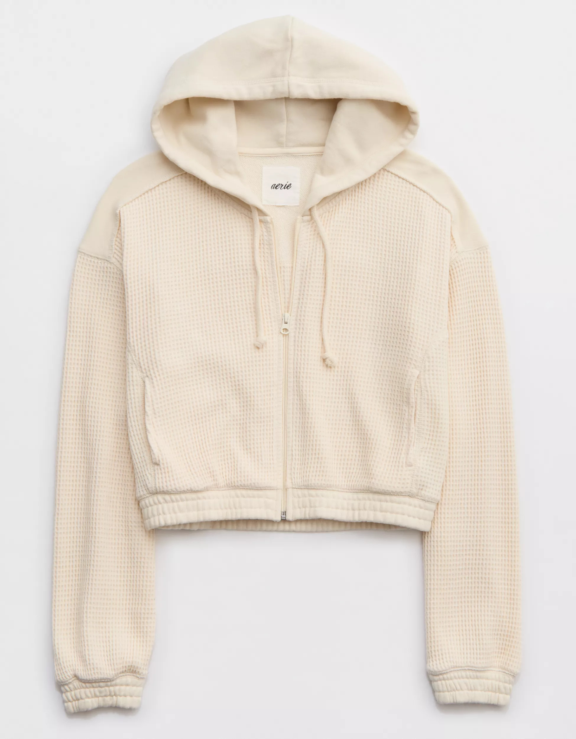 Aerie Cropped Waffle Hoodie | Aerie