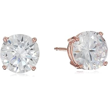 Amazon Essentials Plated Sterling Silver Cubic Zirconia Stud Earrings (Round & Princess) | Amazon (US)