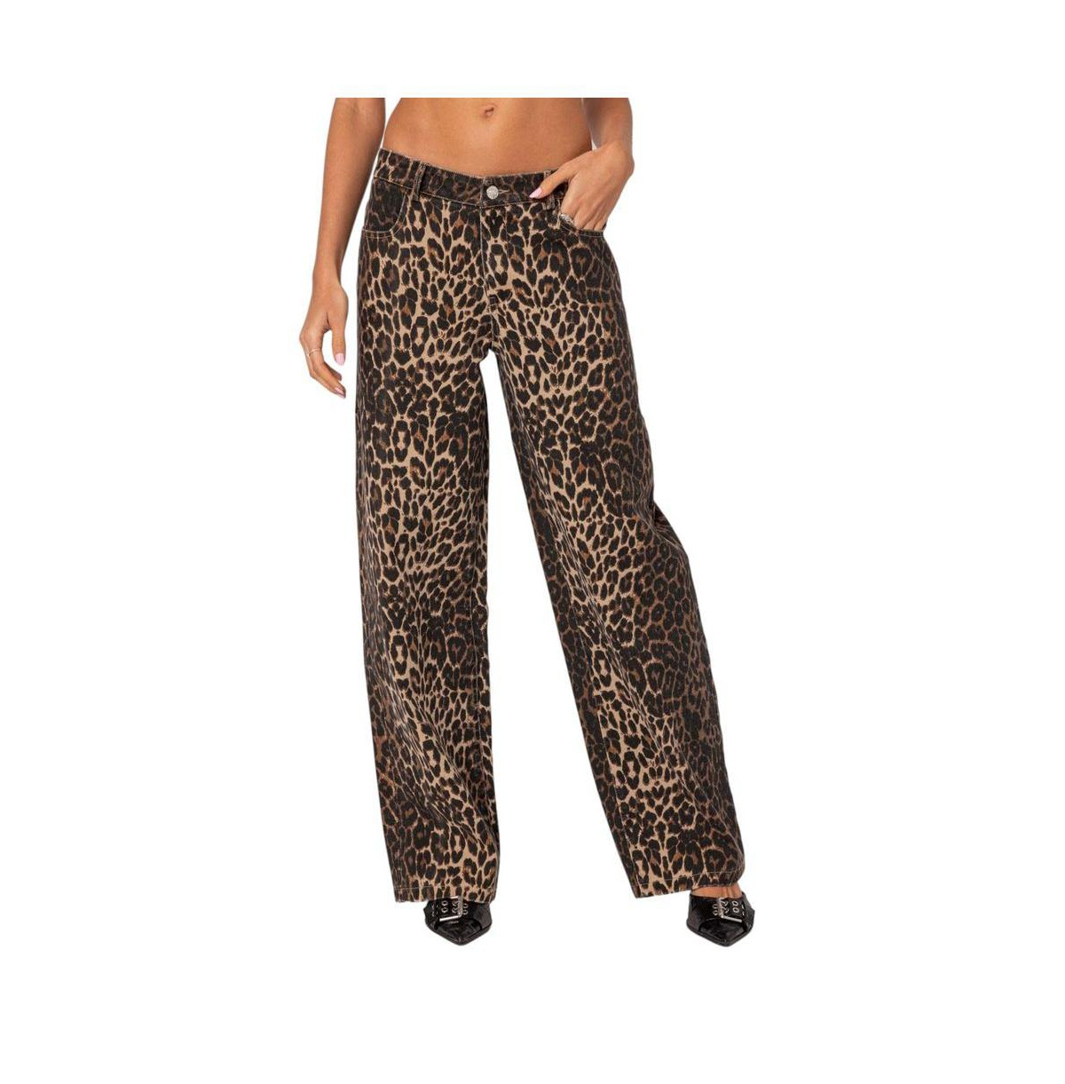 Women's Leopard Printed Low Rise Jeans - Leopard | Macy's