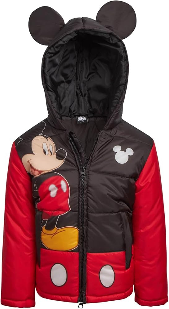 Disney Boys' Puffer Jacket - Cozy Full Zip Up Hooded Mickey Mouse, Cars and Buzz Lightyear Jacket... | Amazon (US)