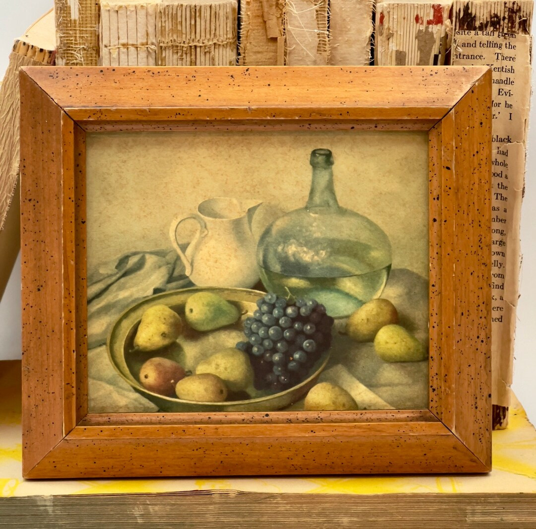 Vintage Still Life Lithograph Picture in Wood Frame 7-1/2 X 6-1/2 Vintage Kitchen Decor Pears, Gr... | Etsy (US)