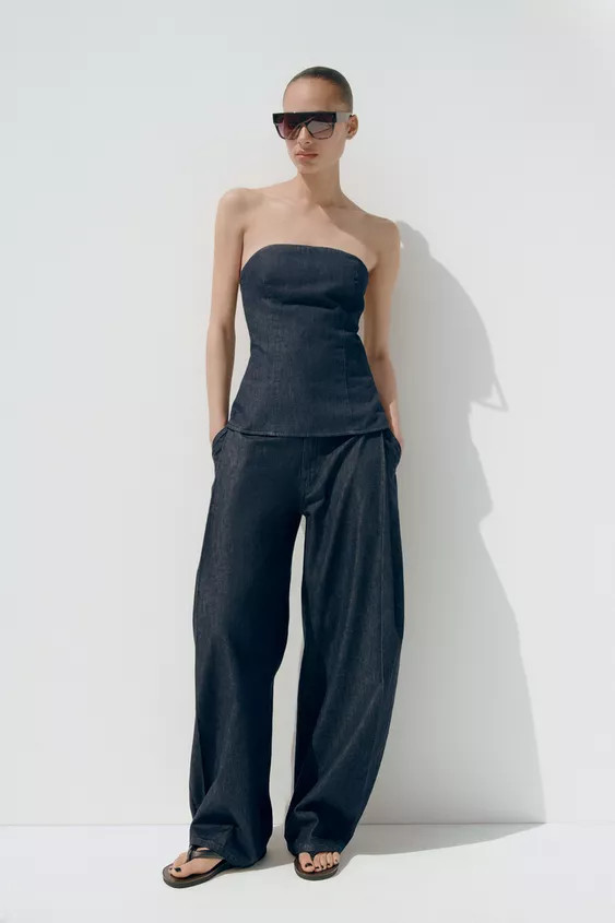 TRF PLEATED DENIM PANTS | Zara US