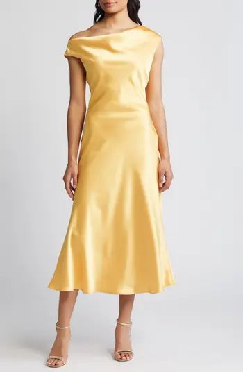 Amsale One-Shoulder Satin Midi Dress | Nordstrom | Nordstrom