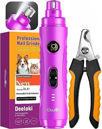 DEELOKI Dog Nail Grinder with LED Light Upgraded 2 Speeds Painless Pet Dog Nail Trimmers and Clip... | Amazon (US)