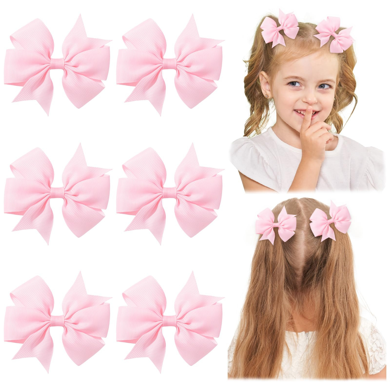 Choicbaby 3 Inches Hair Bows for Girls Pink Grosgrain Ribbon Pinwheel Hair Bows Clips Toddler Bow... | Amazon (US)