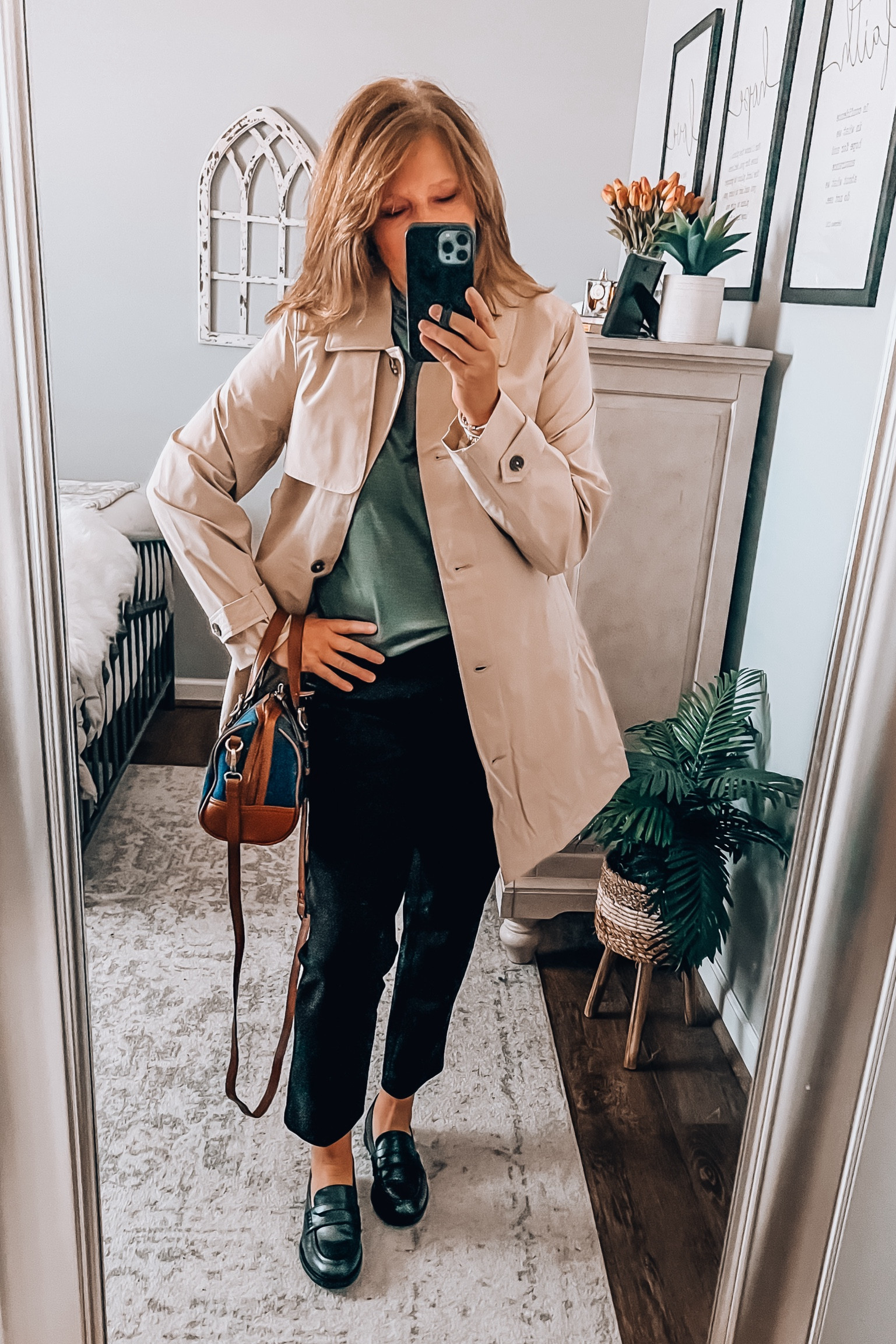 Time and Tru trench coat is a perfect lightweight jacket for work or play. Styled it with Time and Tru top, pants, and loafers. All fits tts, more colors. And the denim satchel is 💯❤️

#walmartpartner #walmartfashion @walmartfashion #walmart @walmart fall outfits, business casual outfit, Walmart outfit, Walmart fashion, workwearr

#LTKFindsUnder50 #LTKSaleAlert #LTKWorkwear