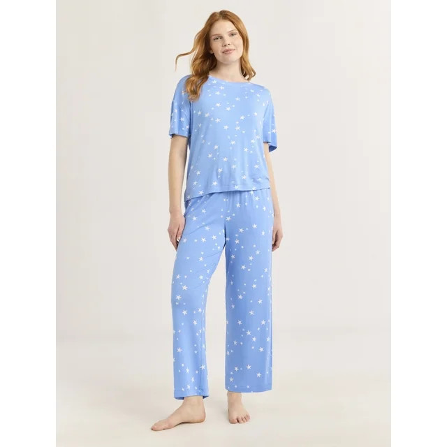 Joyspun Women’s Scoop Neck Sleepwear Tee with Short Sleeves, Sizes S-3X | Walmart (US)
