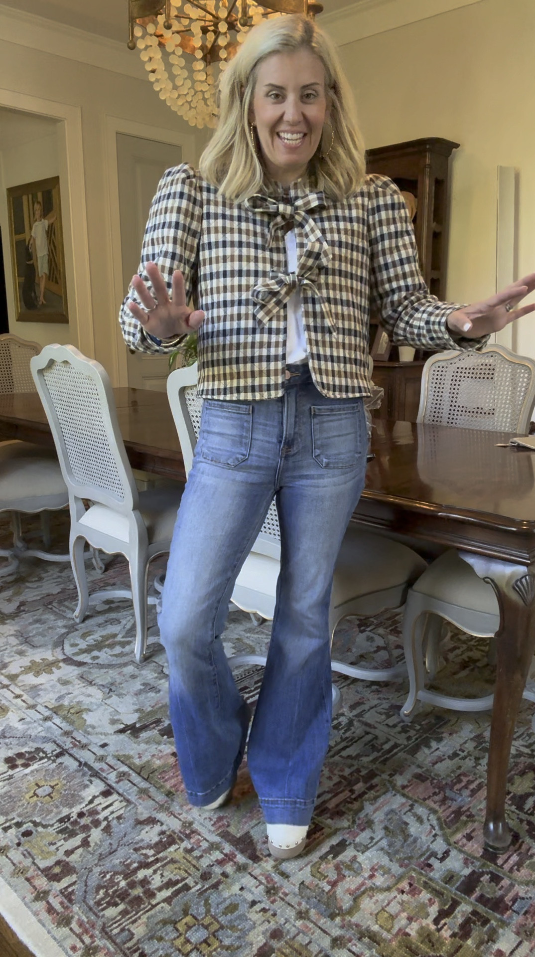 I am so obsessed with this jacket and the whole outfit! This is a perfect fall/Thanksgiving look!
I’m in a xs in top, small in jacket, 26 in pants, and a 8 in shoe!
***Use code mixandmatch on Avara

#LTKShoeCrush #LTKStyleTip #LTKSeasonal