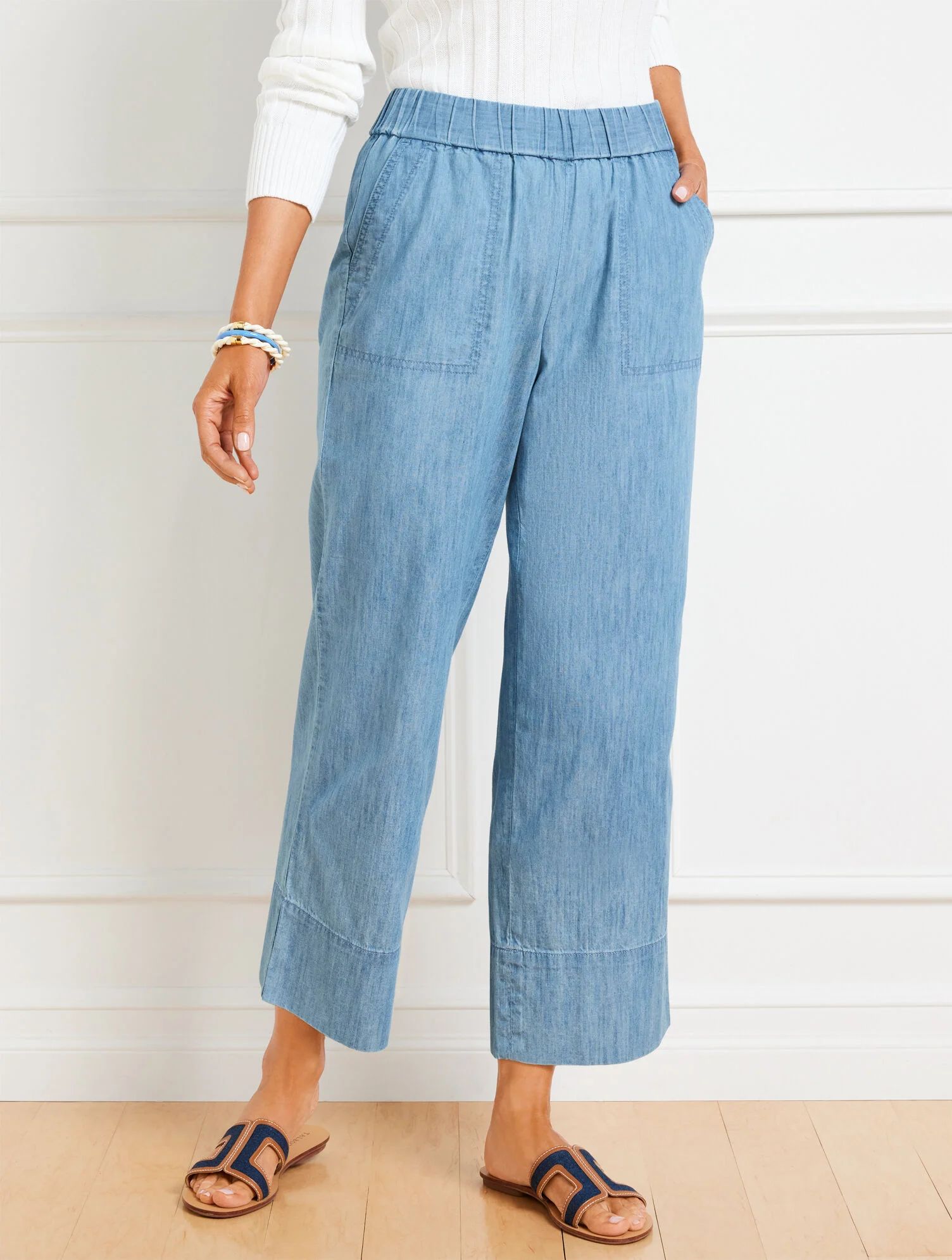 Pull-On Wide Crops - Chambray | Talbots