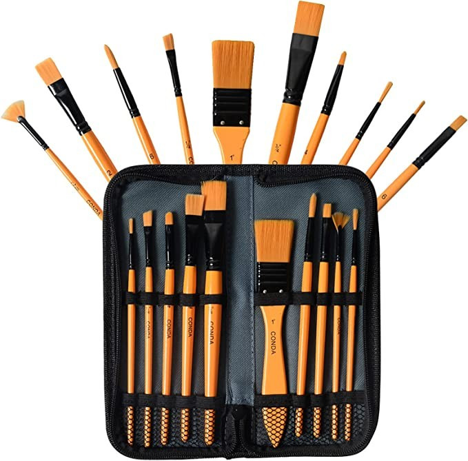 Amazon.com: CONDA Artist Paintbrush Set 10Pcs Brushes with Carrying Case for Beginners, Students,... | Amazon (US)