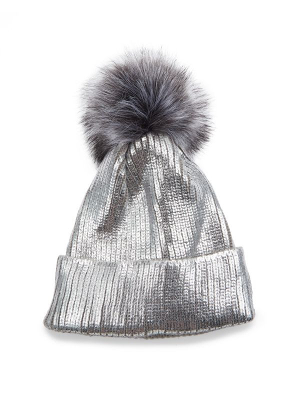 Faux Fur Pom Pom Metallic Beanie | Saks Fifth Avenue OFF 5TH