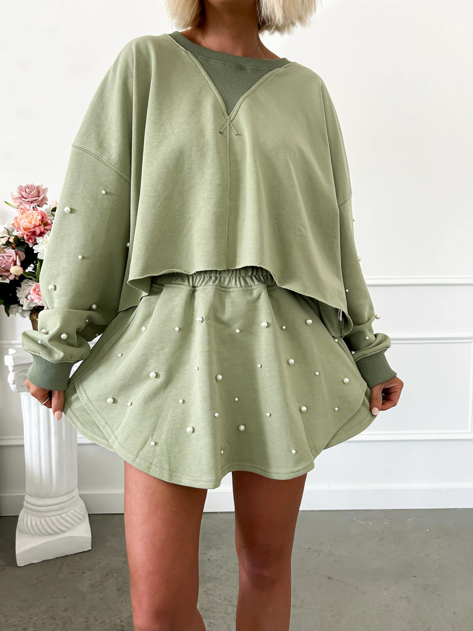 Martini Magic Green Pearl Knit Skort | Flourish in Frills