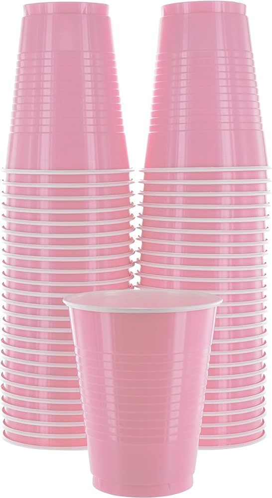 Amcrate Disposable Plastic Cups, Pink Colored Plastic Cups, 18-Ounce Plastic Party Cups, Strong a... | Amazon (US)