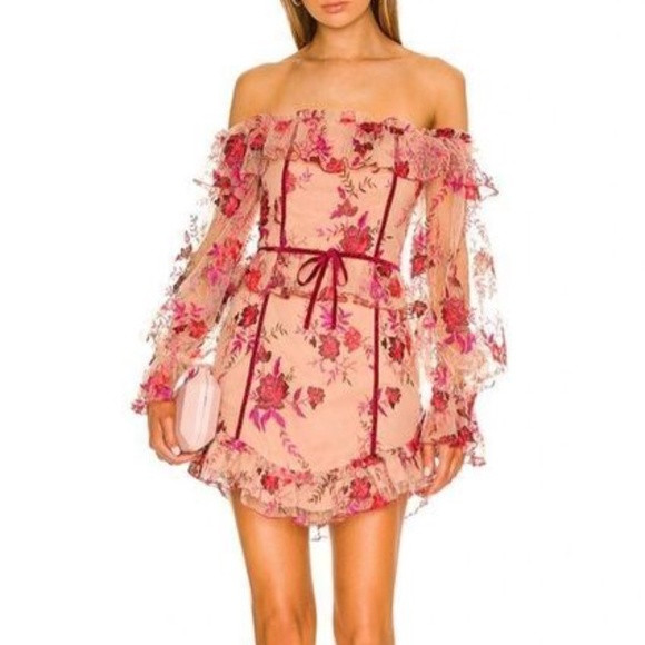 NWT Majorelle Fae Mini Dress In Scarlet Vineyard Floral Embroidered - small 🌟 | Poshmark