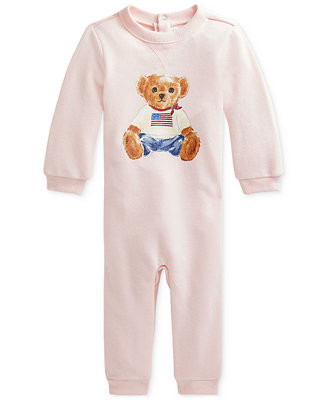 Polo Ralph Lauren Baby Polo Bear Lightweight Fleece One-Piece - Macy's | Macy's