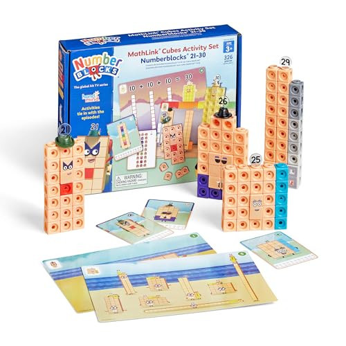 hand2mind MathLink Cubes Numberblocks 21-30 Activity Set, 20 Preschool Learning Activities, Counting Blocks, Linking Cubes, Educational Toys for Kids, Number Games, Math Manipulatives Kindergarten | Amazon (US)