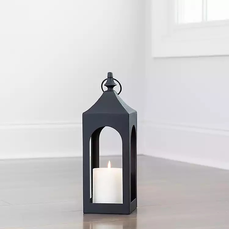 Matte Black Hampshire Metal Lantern, 17 in. | Kirkland's Home