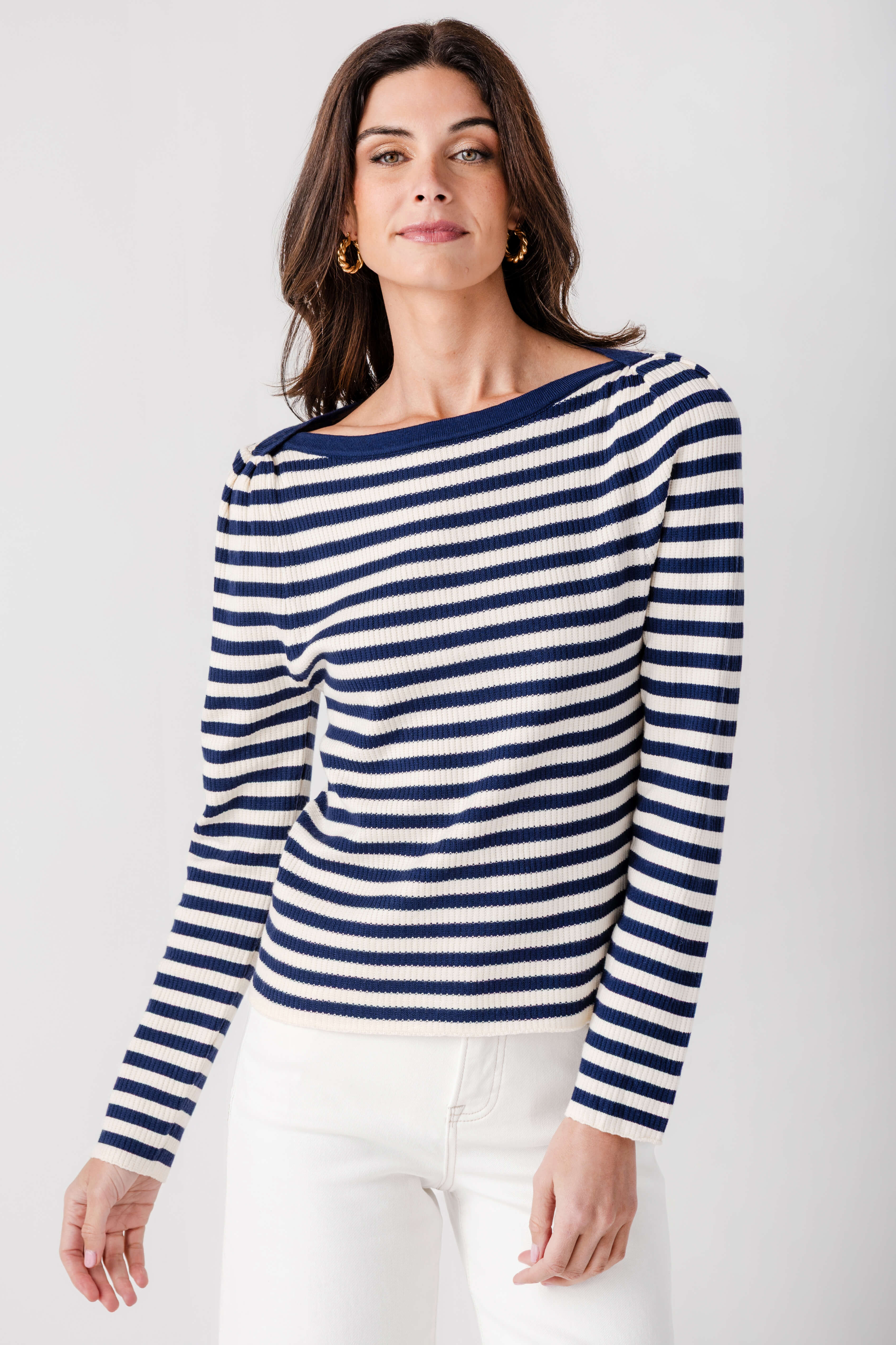 &Merci Striped Boat Neck Top | Social Threads