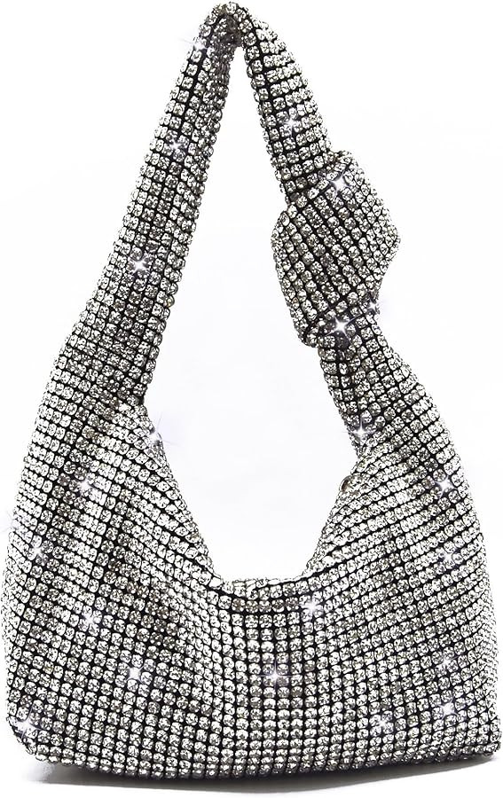 Miuco Women Knotted Handbag Sparkly Rhinestone Hobo Dumpling Bag Diamond Glitter Evening Clutch P... | Amazon (US)